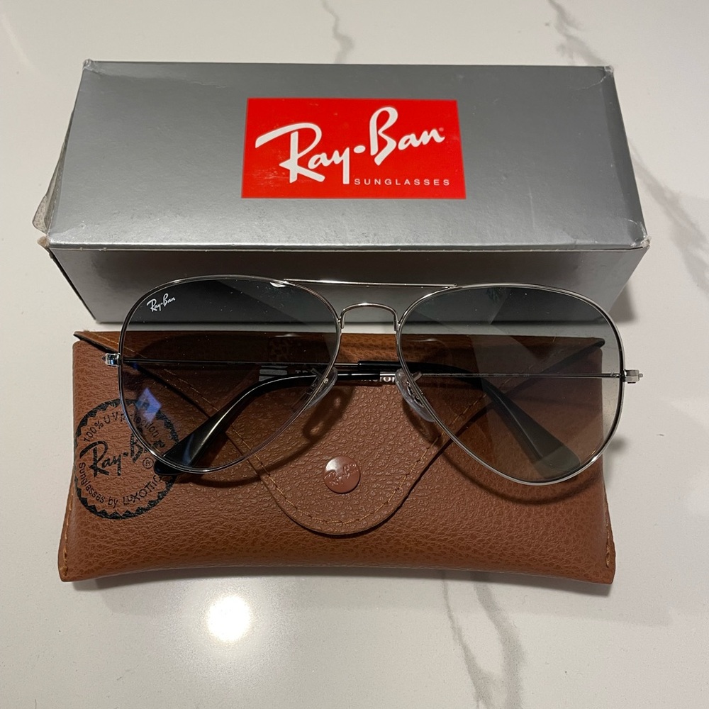 Ray-Ban Silver Aviator Sunglasses Large Metal